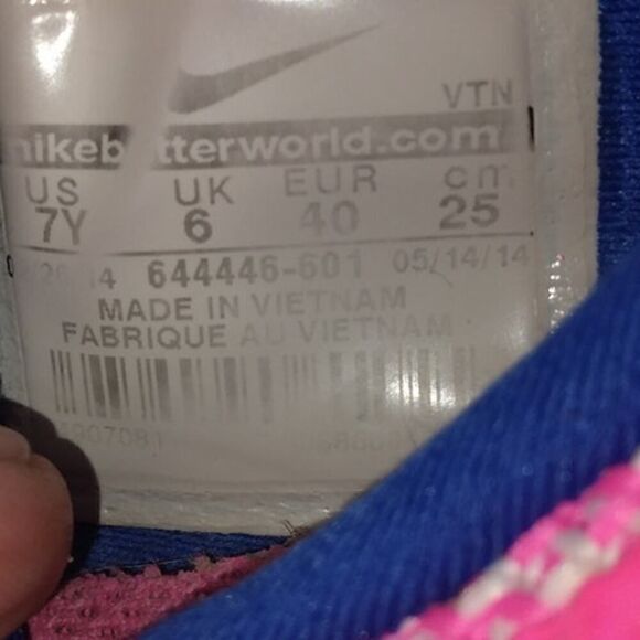 Nike Free 5.0 Womens Pre-owned Fireberry Hot Pink/Blue Running Sneakers - sz. 7Y - Picture 6 of 6